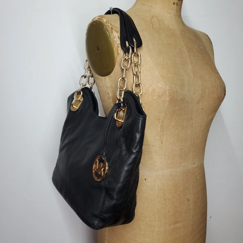 ๐SOLD๐ Michael Kors 12x9x4" Shoulder Bag Black Soft Leather Double Handle - Picture 2 of 8